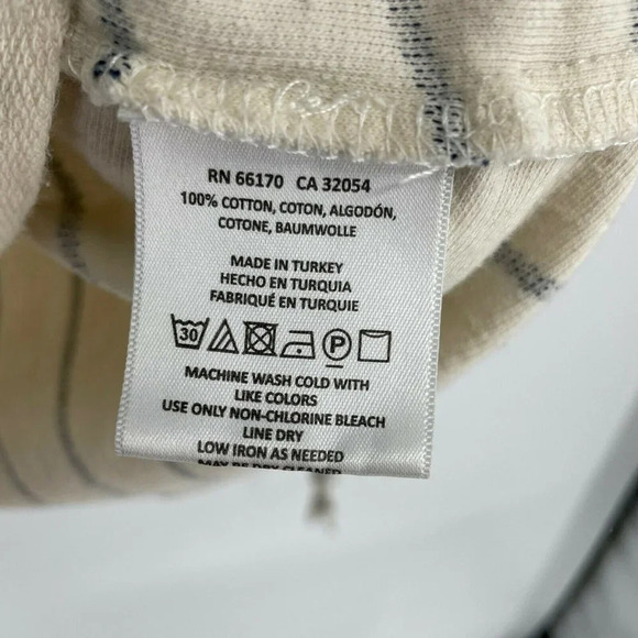 Anthropologie T-Shirt Women’s Sz S Pullover Boat Neck Ribbed Sleeves Cream/Navy - Picture 9 of 10